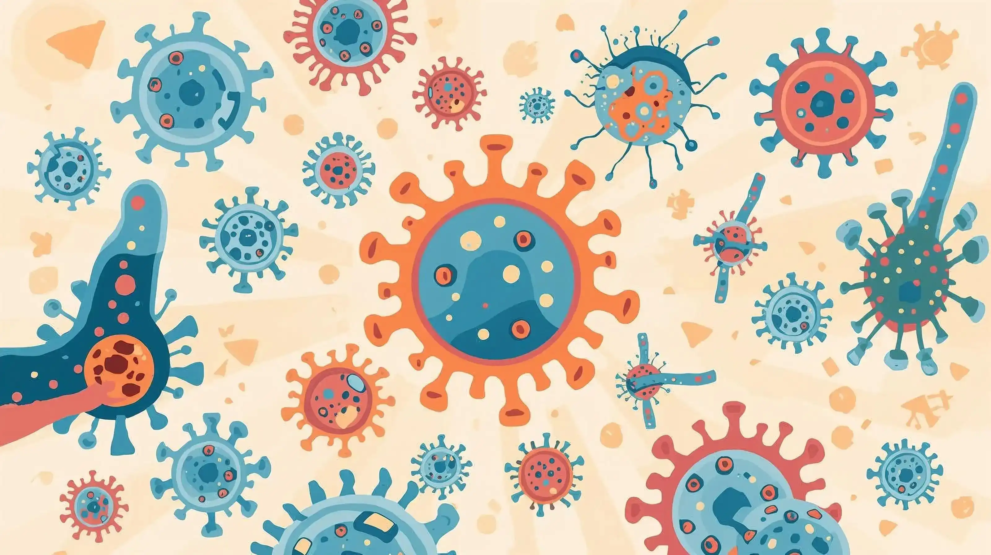 Immune system fighting cancer cells with bright hopeful colors representing body&rsquo;s natural healing power